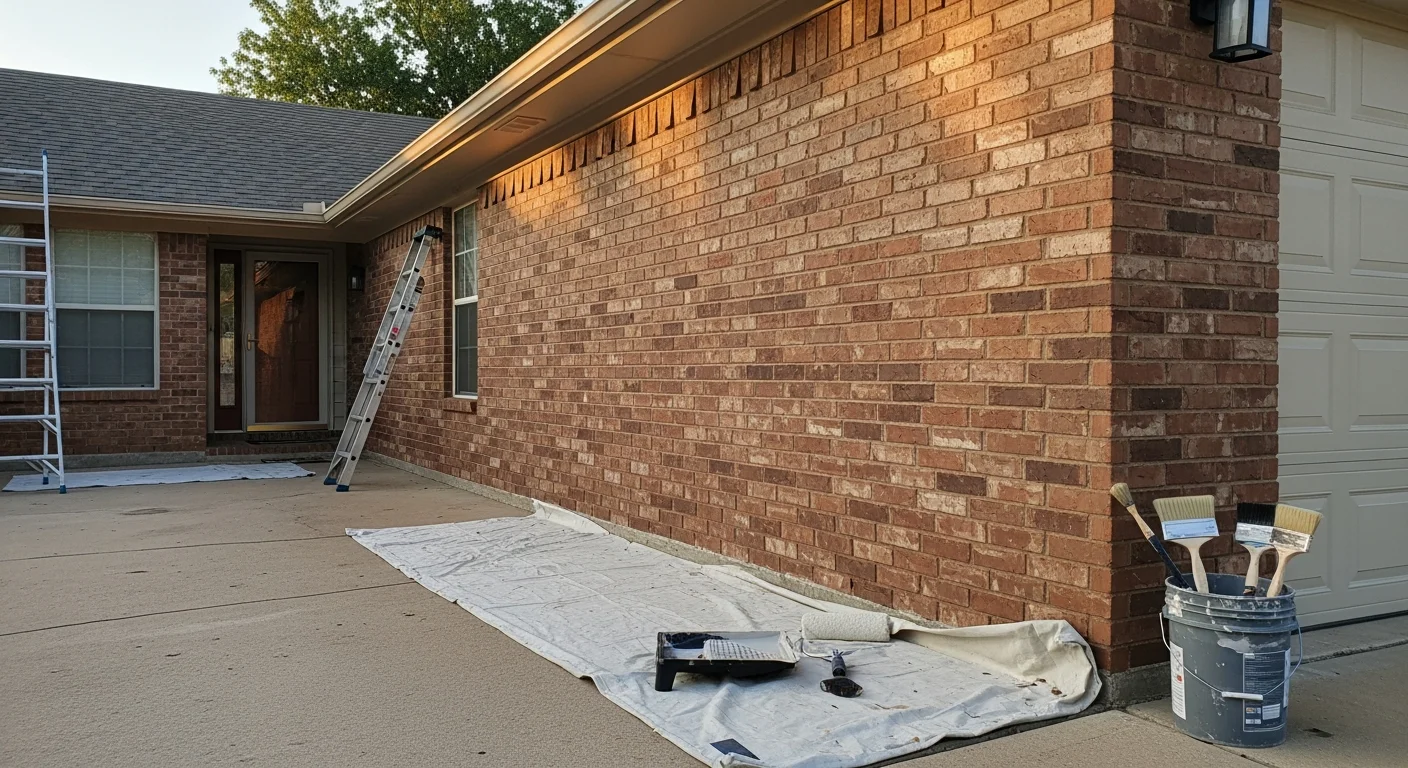 Professional painter applying exterior paint to a residential home in Broken Arrow, OK